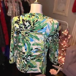 Trenz by Theresa Rex Abstract Floral Embellished Collar Jacket Women's Size‎ S thumbnail 3