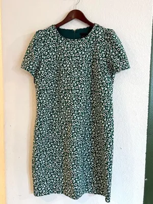 Ann Taylor Womens Dress Green White Mini Floral Mofit Back Zip Size 12 thumbnail 1