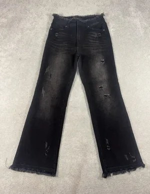 risen black fray jeans‎ straight leg size 9 thumbnail 1