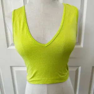 Zara lime green neon cropped tank top thumbnail 8
