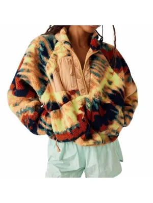Free People FP Movement Gorpcore Hit the Slopes Printed Pullover Oasis Combo xs thumbnail 3