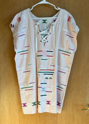 VALIANTE Anthro Pink Embroidered Bird Lace Up Tunic Top‎ Blouse Women's Size 1 thumbnail 1