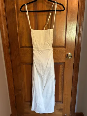 NWT ASTR The Label Brayden White Linen Blend Midi Dress Bridal Shower, Medium thumbnail 9