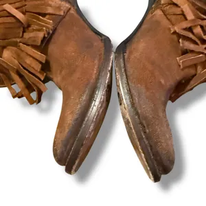 Freebird Booties Women's Size 8 Brown Suede Fringe‎ Western Heeled Belle Style thumbnail 7