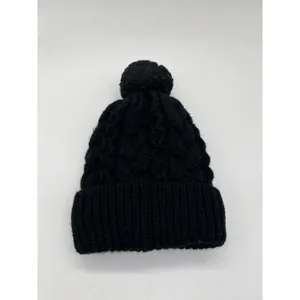 UGG Australia Hat Beanie Womens One Size Black Cable Knit Pom Lined Winter thumbnail 2
