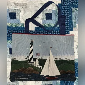 Handmade 16.5”x12” Tote Bag Tapestry Warren Kimble "Coastal Breeze" Placemats thumbnail 3