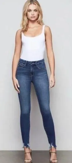Good American Good Legs Chewed Hem Skinny Jeans 29 size 8 thumbnail 1