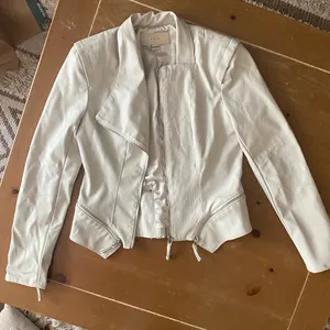 BLANK NYC leather cream motto asymetrical jacket thumbnail 1