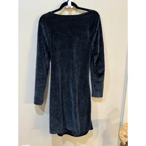 Abercrombie & Fitch Asymmetrical Black Velvet Mini Dress Long Sleeve Size XL thumbnail 3