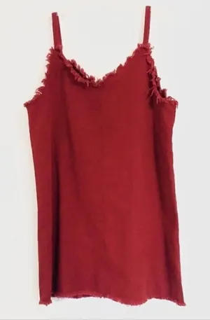 NWT Sadie & Sage Red Distressed Denim Dress thumbnail 1