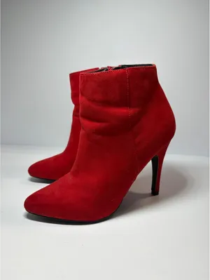 Madden Red Suede Ankle Boots Women’s Size 8 Stiletto Heel Side Zip thumbnail 2