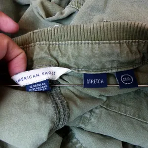 American Eagle Cargo Pants Womens 12 Green High Rise Wide Leg Stretch Utility thumbnail 11