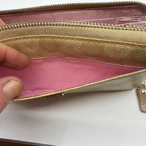 Coach Beige Heart C Coated Canvas Zip Around Wallet thumbnail 7