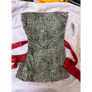 Vintage Y2K Cheetah Print Tube‎ Top Pretty good Size M/L Waist Bow thumbnail 3