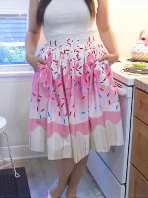 Unique Vintage Cupcake Sprinkles Circle Swing Midi Skirt size Large NEW $99 thumbnail 3