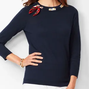 Talbots Silk Scarf Sweater Size Medium Nautical 3/4 sleeve New NET thumbnail 1