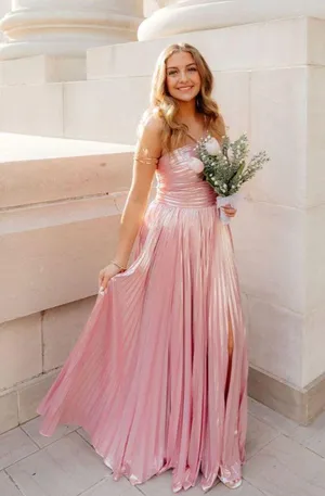 Blush Pink Pleated Prom/Formal Dress thumbnail 1