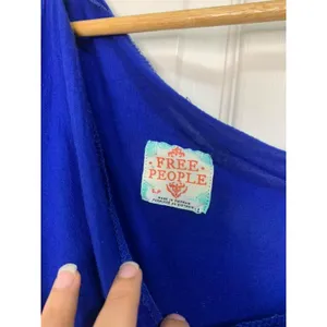 Free People Blue Tunic‎ asymmetrical top Size Small thumbnail 5
