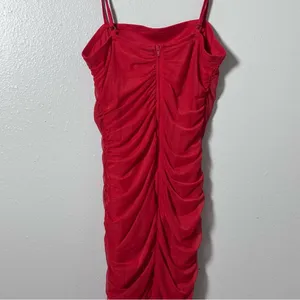 Wild Fable Women Elegant Red Spaghetti‎ Strap Dress Ruched Mesh Dress Sheer M thumbnail 9