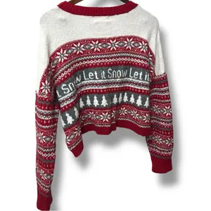 Jessica Simpson | EUC Cotton Red & Cream Let It Snow Holiday Sweater (size XL) thumbnail 4