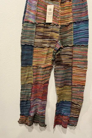 Kathmandu Imports Colorful Striped Patchwork Flare Pants thumbnail 2