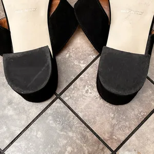 9 Sophia Milano Black Suede Block Heel Leather Women's Sandals Made In Italy Italian Summer Shoes thumbnail 5