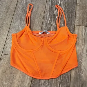 Stradivarius Orange Underwire Corset Cropped Top thumbnail 1