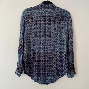 Free People Blue Plaid Button Down Shirt Tunic Western Boho Women's size XS thumbnail 6