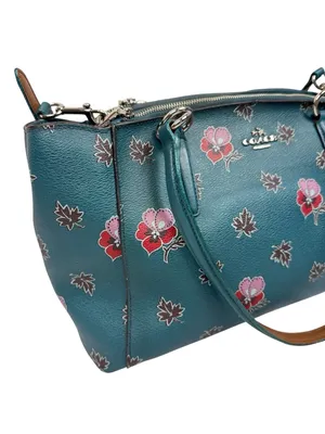 Coach Christie Carryall Dark Teal Wildflower Crossbody Bag Purse thumbnail 3