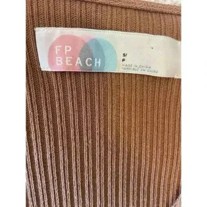FREE PEOPLE Beach‎ Phoenix Ribbed Mini Dress Size S Small Brown Coverup Vacation thumbnail 5