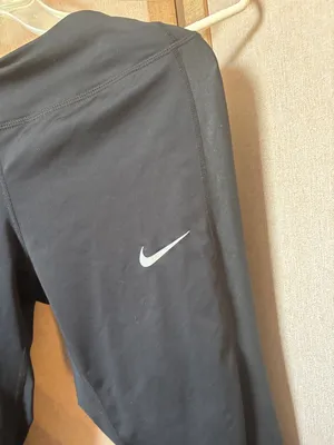 Nike Black Leggings with White Swoosh Large thumbnail 2