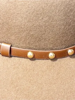 Brown Wool Belted Studded Fedora Hat One‎ Size thumbnail 2