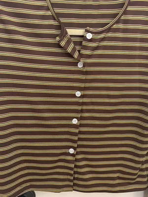 NWOT DolceAmara Striped Wide Leg Pant and Cardigan Set in Brown thumbnail 6