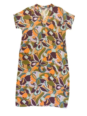 Easel Los Angeles Floral Shift Dress L Retro Mod Boho Maxi Colorful Lightweight thumbnail 2