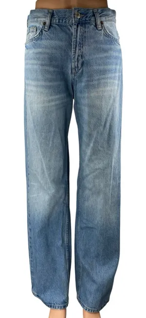 Zara Women's Blue Acid Wash High Waisted Wide Leg Baggy Palazzo Denim Jeans Sz 2 thumbnail 1