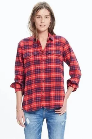 Madewell Plaid Flannel Button Down shirt‎ Size Xsmall thumbnail 1