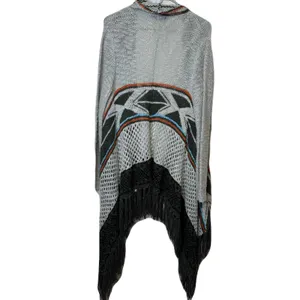 Double Zero Open Front Fringe Cardigan Aztec Bohemian Boho Long Size Medium thumbnail 7