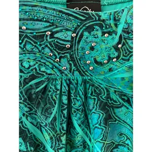 Vanity Womens Y2K Babydoll Dress Size Medium Green Paisley Fairy Mini Sleeveless thumbnail 5