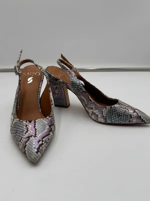 Sarto Sophie Snake Print Slingback Heels Womens US 6 Pointed Toe Leather thumbnail 3