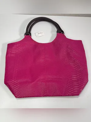 Neiman Marcus Large Pink Faux Snakeskin Tote Bag Eclectic NWT thumbnail 2