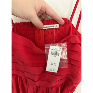 Abercrombie & Fitch Emerson Red Tiered Maxi Dress Strapless Convertible Resort thumbnail 3