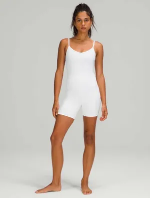 Lululemon Ribbed Contoured Yoga Unitard 6" Length White 6 thumbnail 5