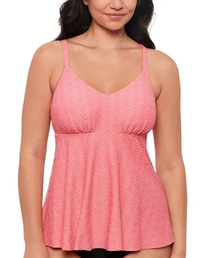 NWT Swim Solutions Swim Textured Underwire Tankini Top 806766 Guava Pink 14 thumbnail 1