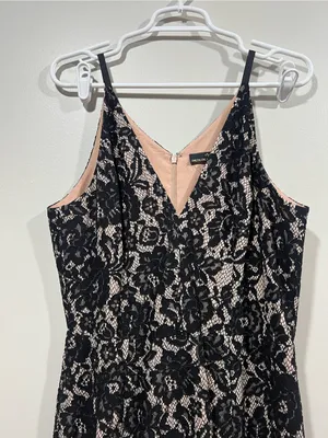 Dress the Population Isabelle Black Lace Midi Dress with Cream Lining Large thumbnail 2