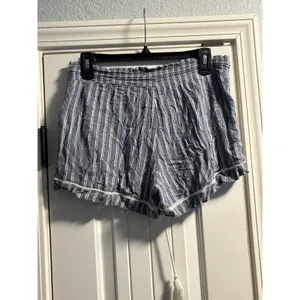 Roxy Shorts Women Large Blue White Striped Tassel Smocked Waist Beachy Woven thumbnail 4