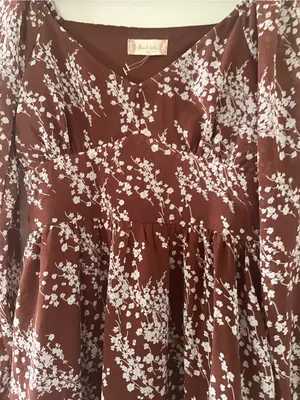 Altar'd State Brown White Floral Mini Dress Medium Fall Romantic Going Out thumbnail 3