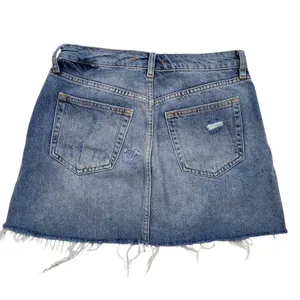 Free People We The Free Mini Jean Skirt Womens 27 Denim Distressed Button Fly thumbnail 9