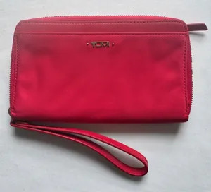TUMI Vista Nylon Zip-Around Wristlet Strap Travel Wallet Red 4.5" X 7.5" thumbnail 1
