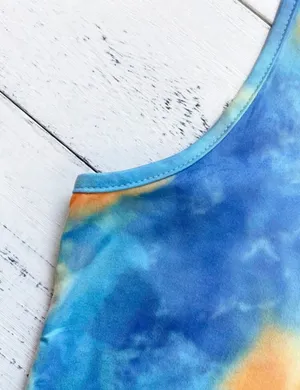 NEW Sz L Adorable Tie Dye Print Crop Sleeveless Top thumbnail 4