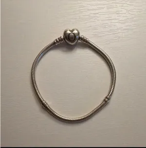 Pandora Sterling Silver Bracelet Snake Chain Heart Clasp 925 Charm thumbnail 3